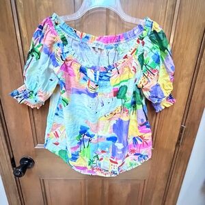 Periwinkle by Barlow Multicolor Off-Shoulder Top